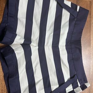H&M Navy and White Striped High Waist Shorts